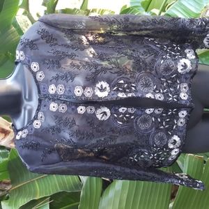 Vintage sheer beaded 80s 90s crop jacket